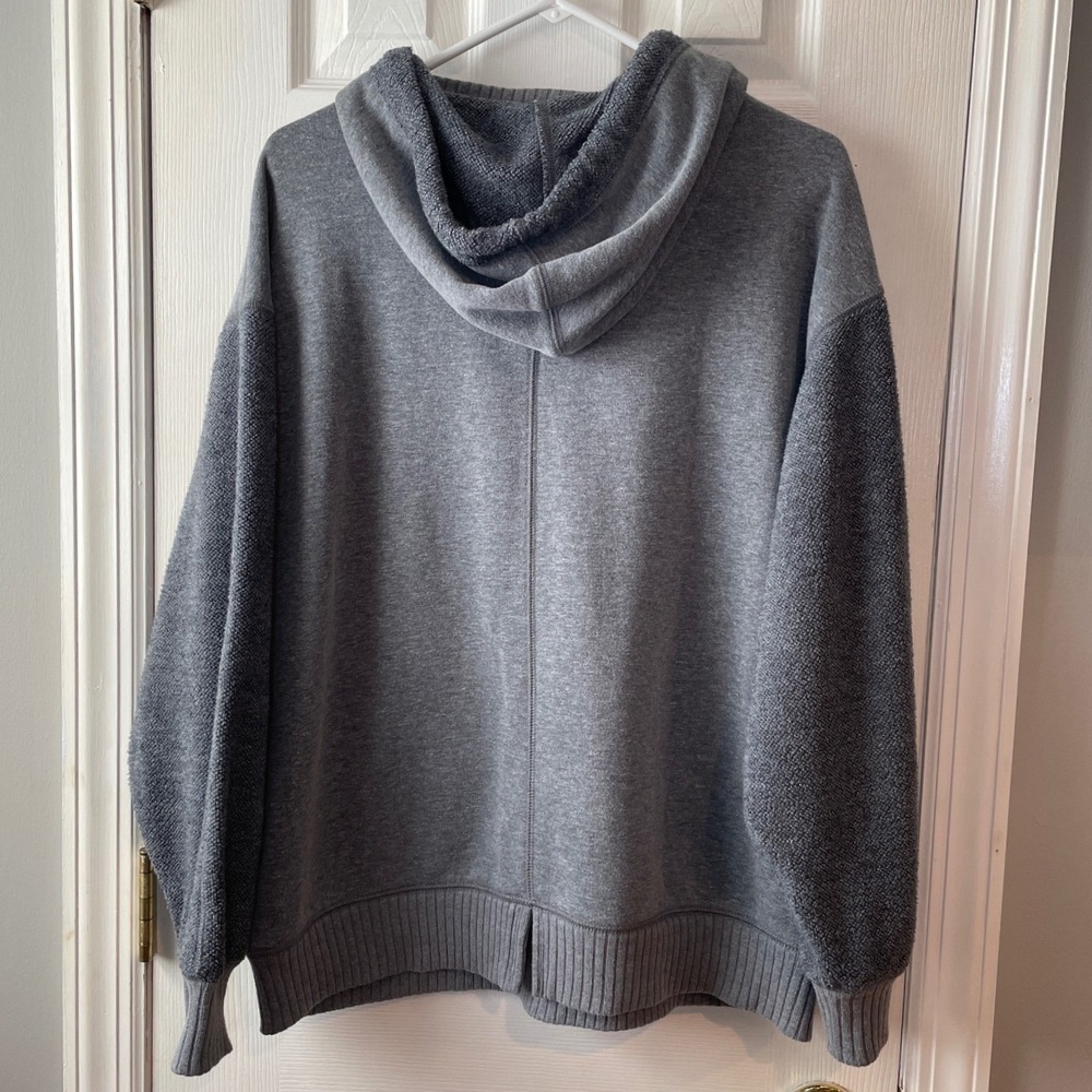 Aerie Hoodie Women XS Gray Mixed Texture Boucle Oversized Pullover Soft Cozy - Picture 6 of 15
